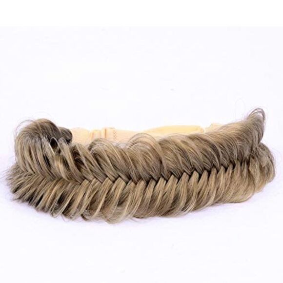 ⭐️wide Fishtail 2 Strands Synthetic Hair Braided Headband Dark Ash Blonde⭐️ - Picture 1 of 8